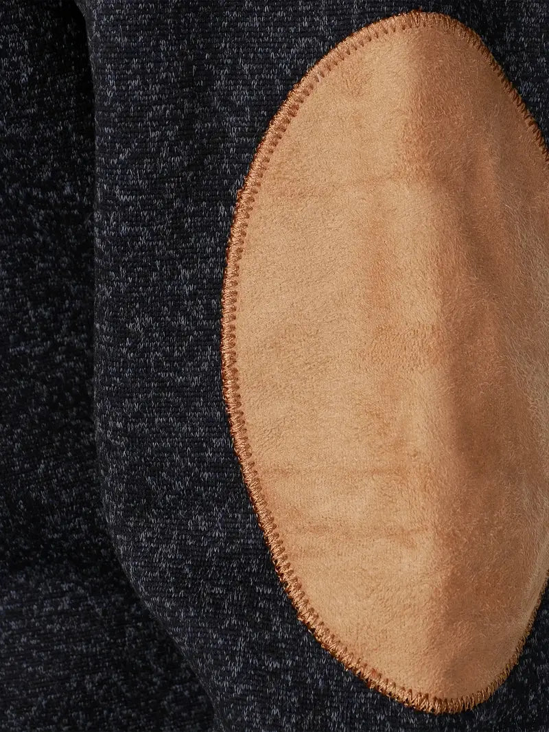 Herrer Pullover Med Knaplukning & Albuelapper