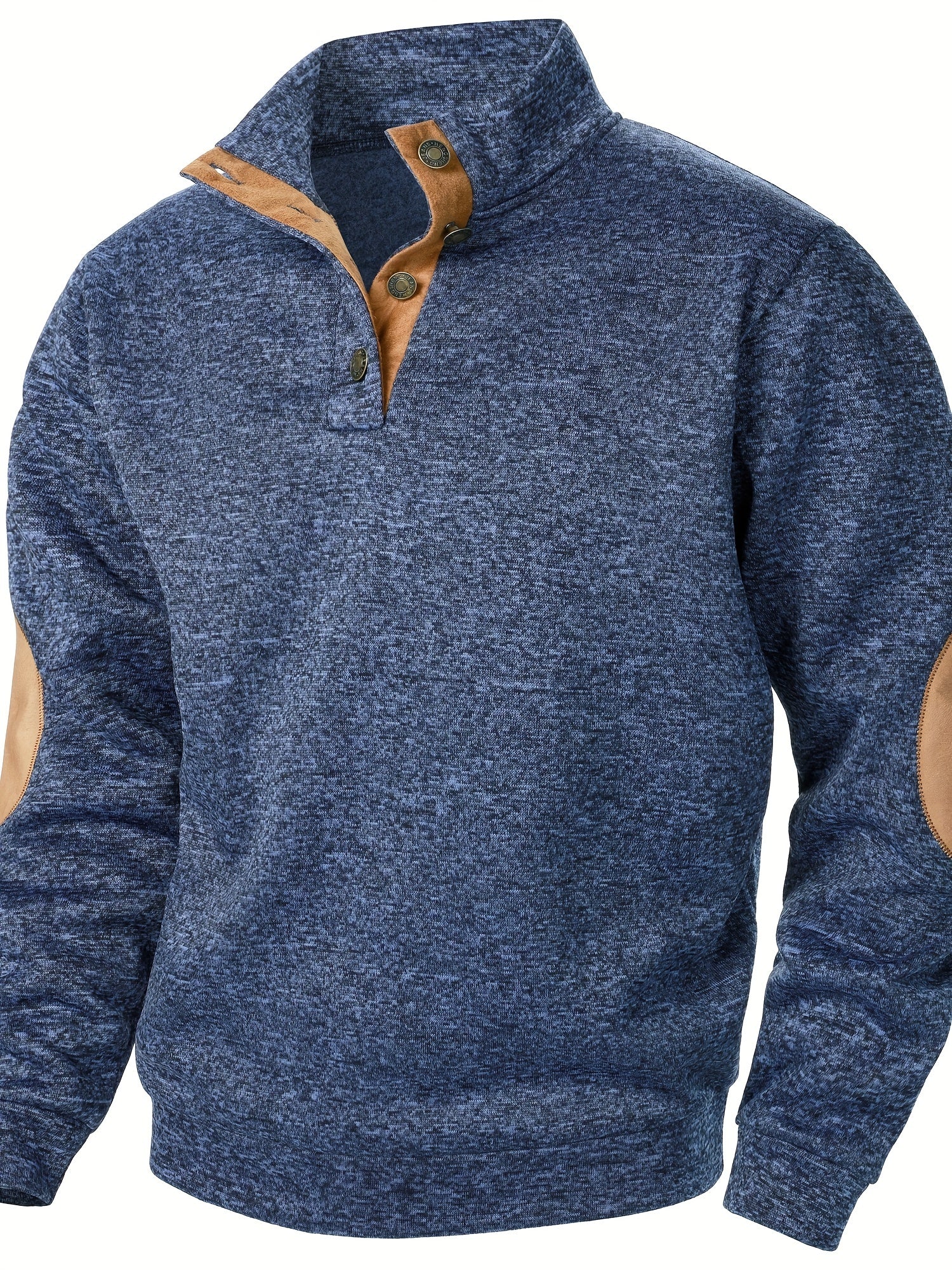 Herrer Pullover Med Knaplukning & Albuelapper