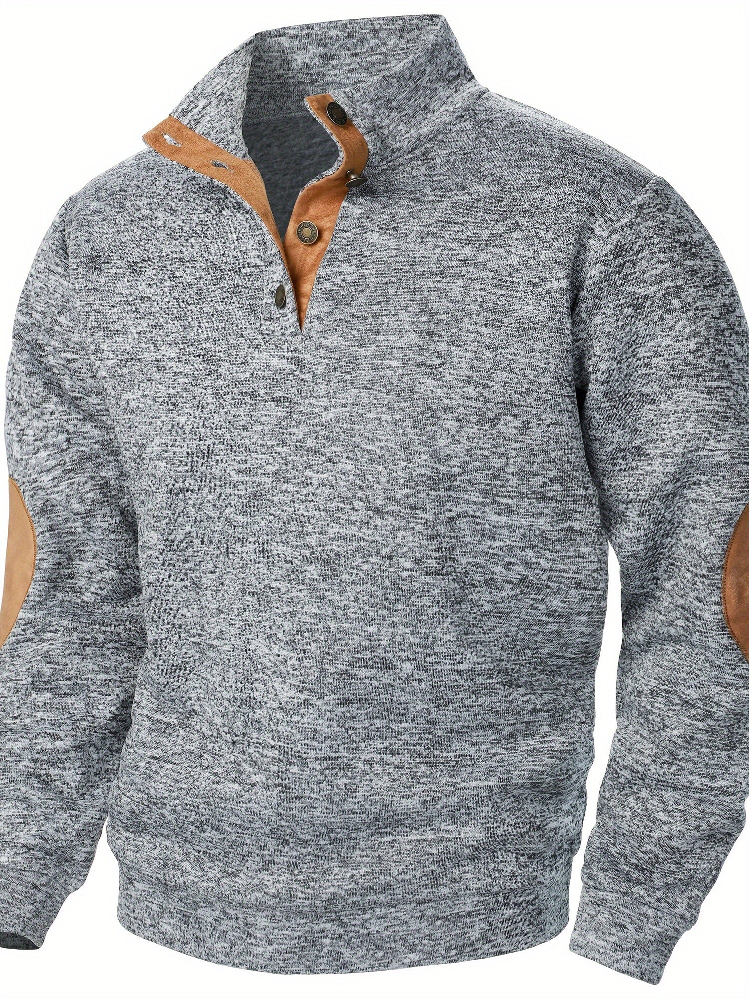 Herrer Pullover Med Knaplukning & Albuelapper