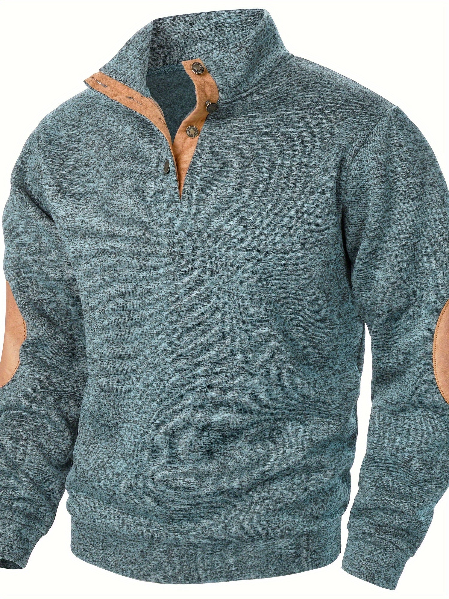 Herrer Pullover Med Knaplukning & Albuelapper