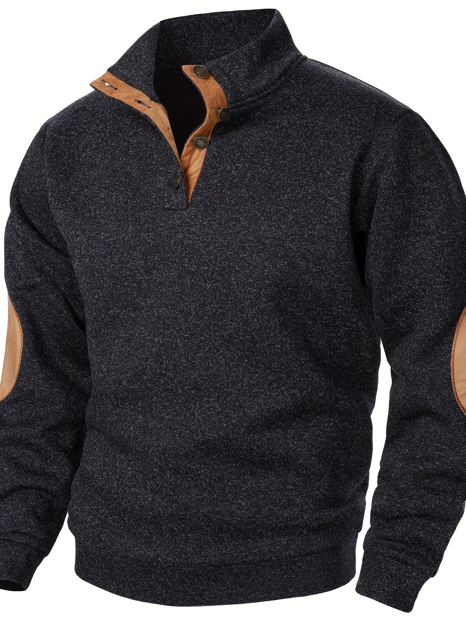 Herrer Pullover Med Knaplukning & Albuelapper