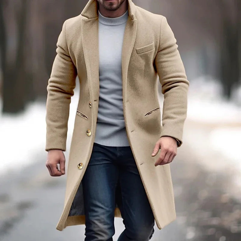 Herrer Trenchcoat Med Guldknapper & Lommer