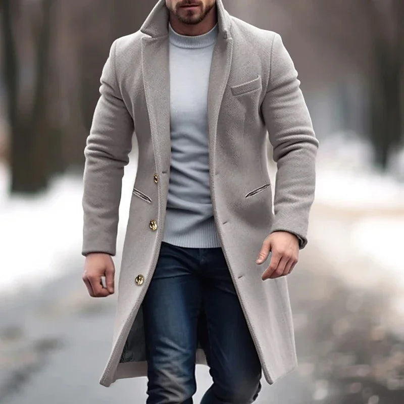 Herrer Trenchcoat Med Guldknapper & Lommer