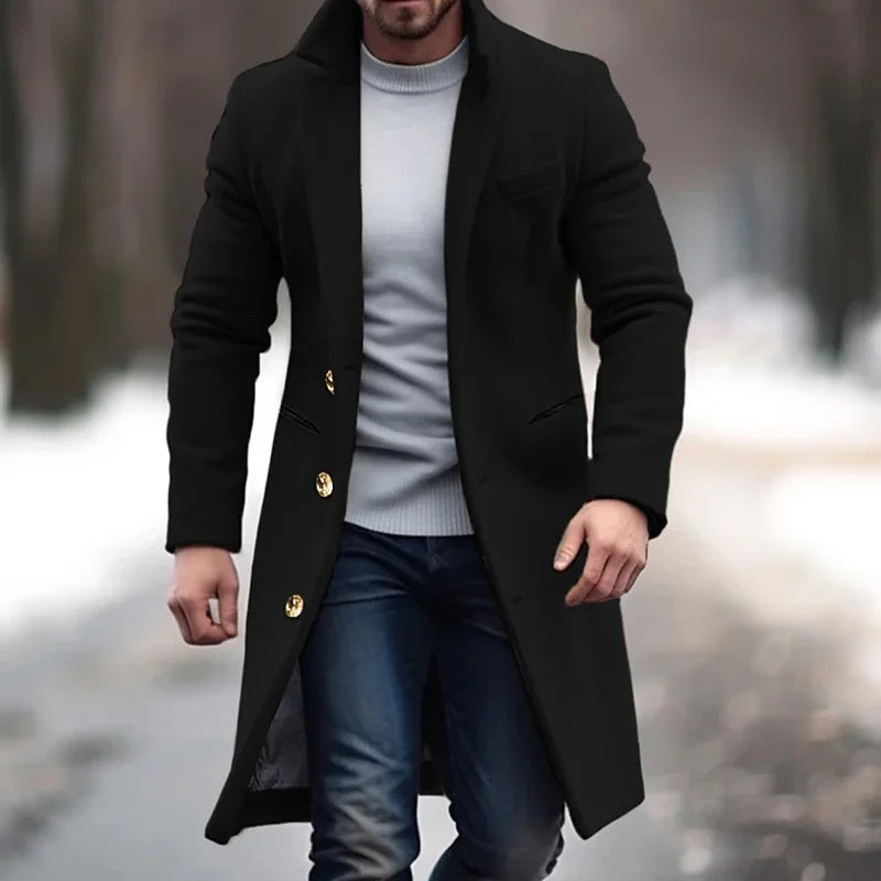 Herrer Trenchcoat Med Guldknapper & Lommer