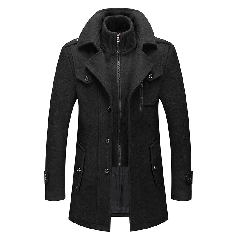 Herrer Trenchcoat Med Høj Krave & Lynlåsdetaljer