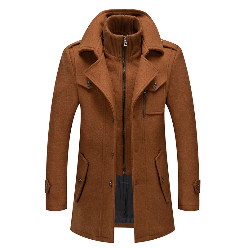 Herrer Trenchcoat Med Høj Krave & Lynlåsdetaljer