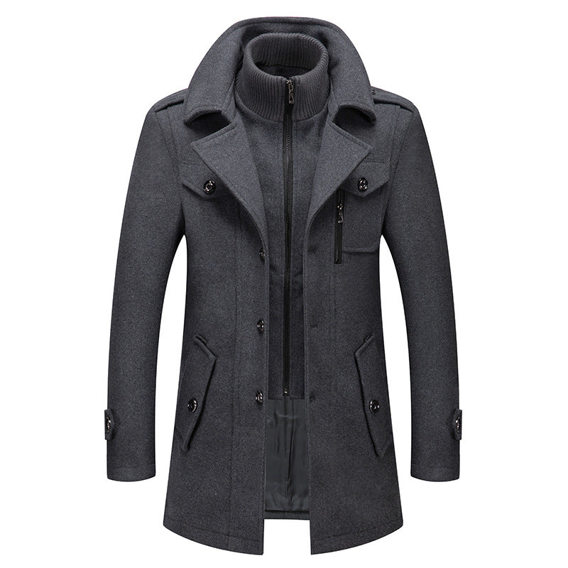 Herrer Trenchcoat Med Høj Krave & Lynlåsdetaljer