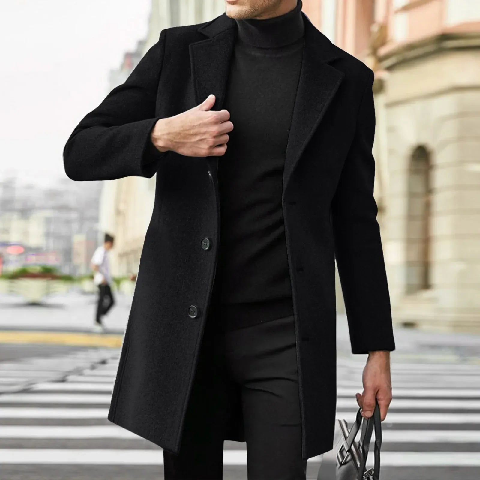 Herrer Trenchcoat Med Knaplukning