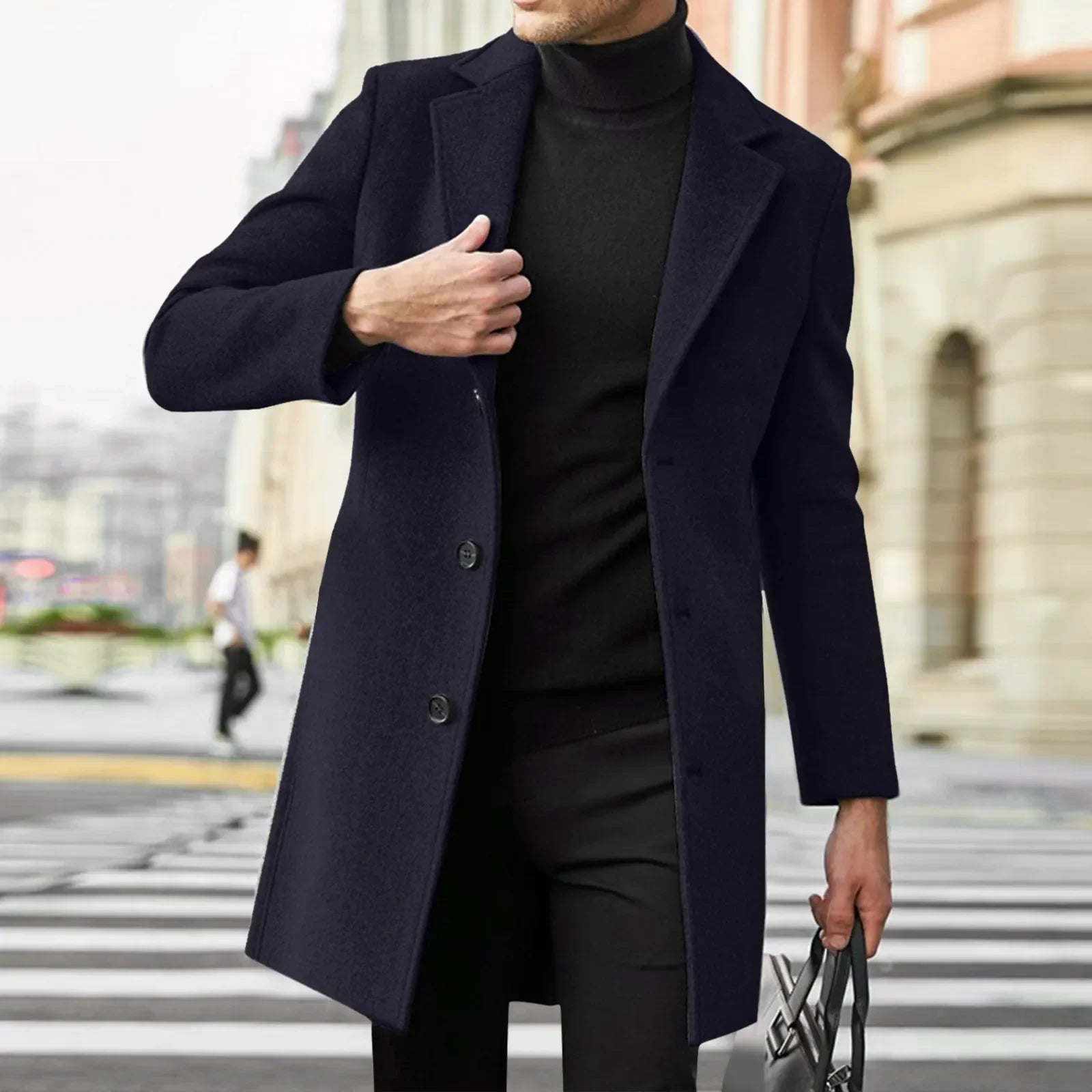 Herrer Trenchcoat Med Knaplukning