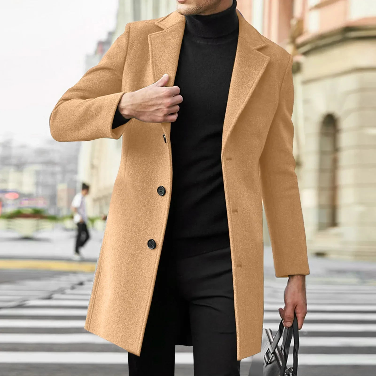 Herrer Trenchcoat Med Knaplukning