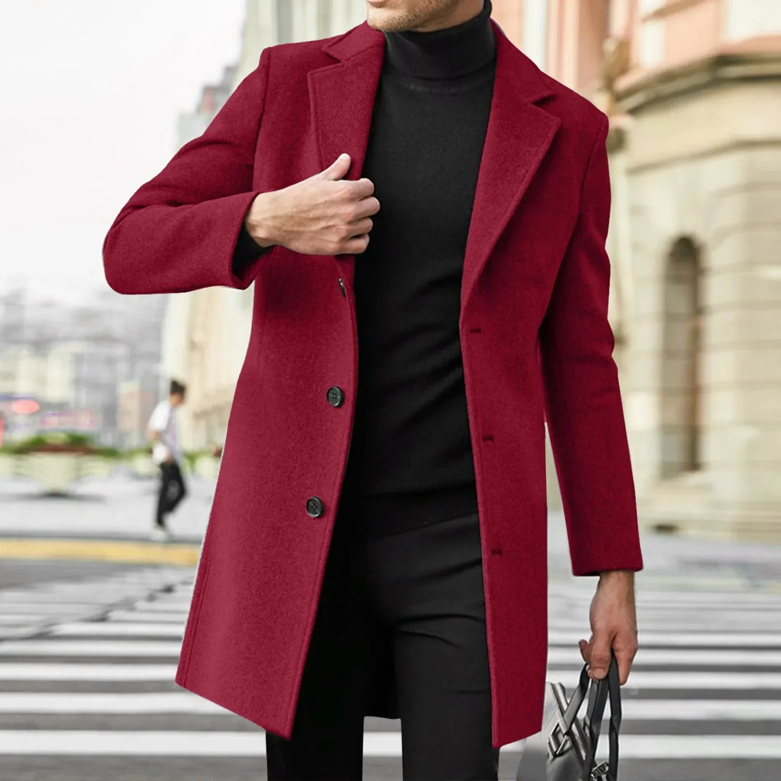 Herrer Trenchcoat Med Knaplukning