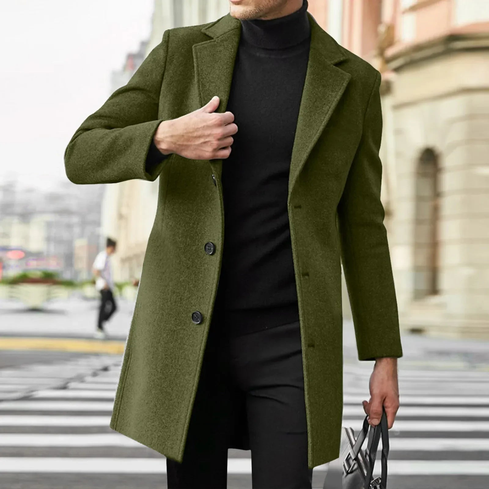 Herrer Trenchcoat Med Knaplukning