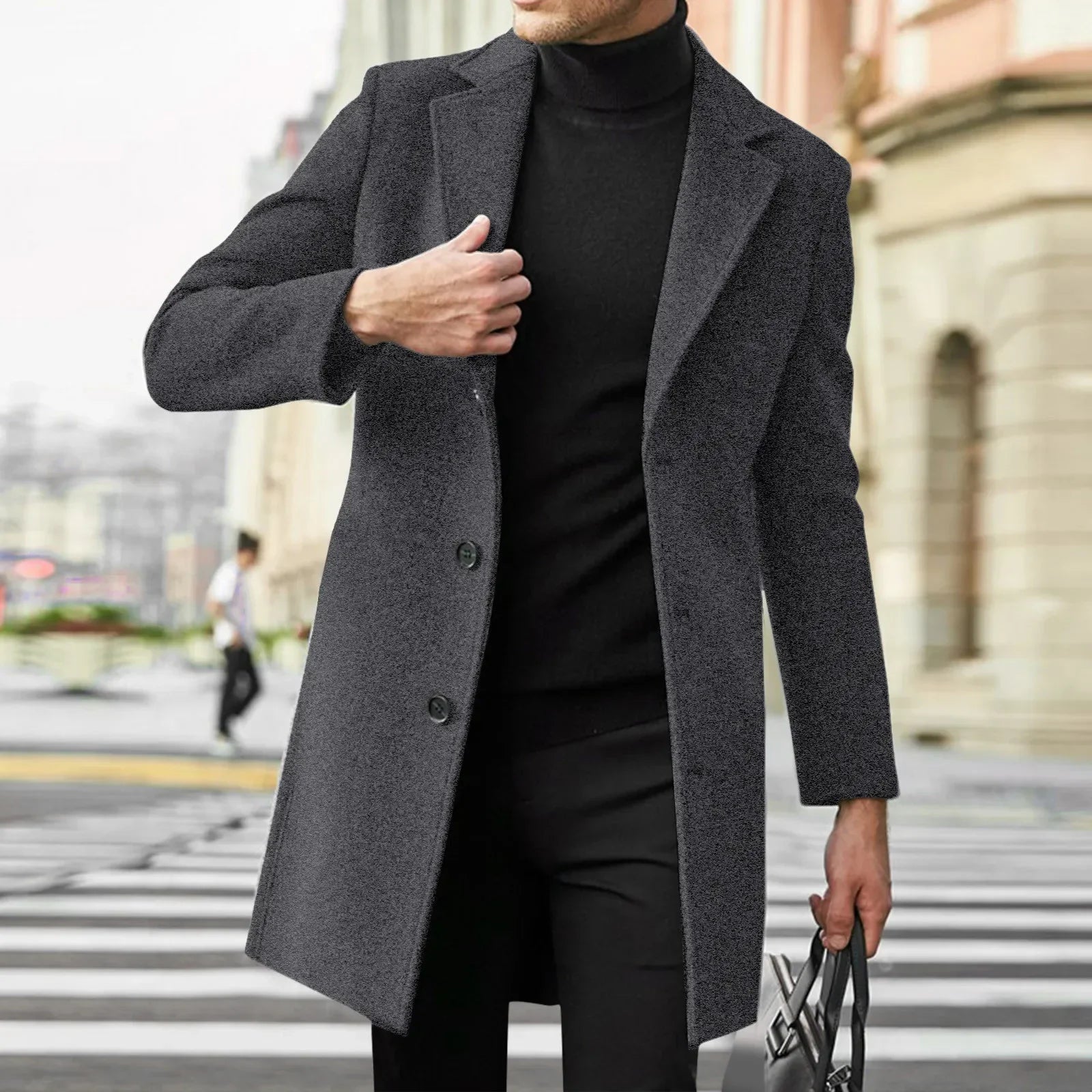 Herrer Trenchcoat Med Knaplukning