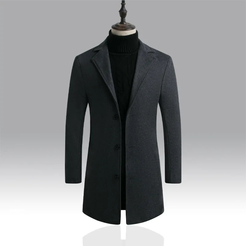 Herrer Trenchcoat Med Knaplukning & Slank Pasform