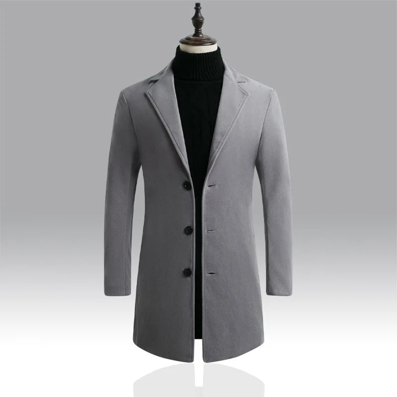 Herrer Trenchcoat Med Knaplukning & Slank Pasform