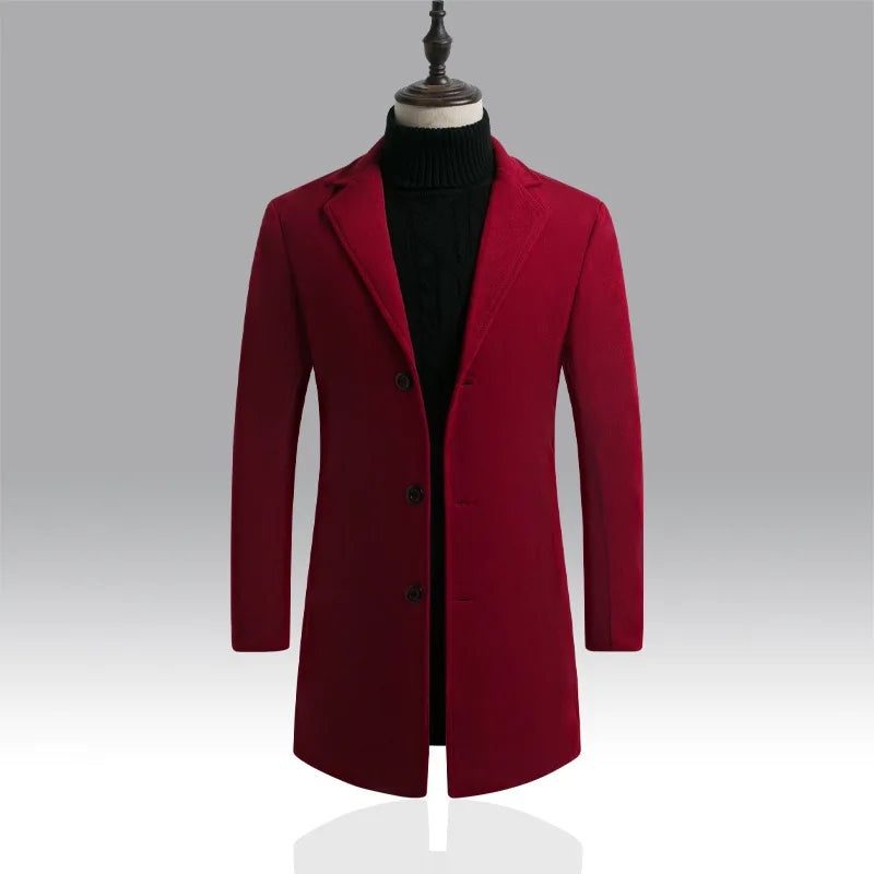 Herrer Trenchcoat Med Knaplukning & Slank Pasform