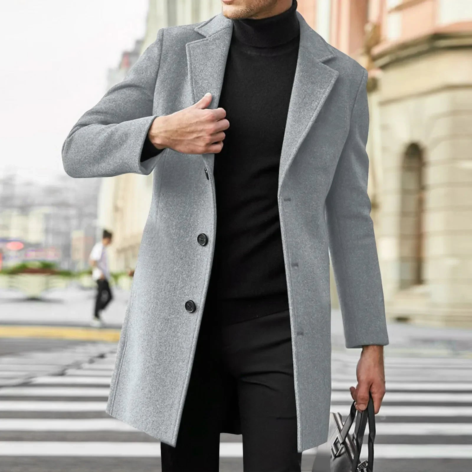 Herrer Trenchcoat Med Knaplukning