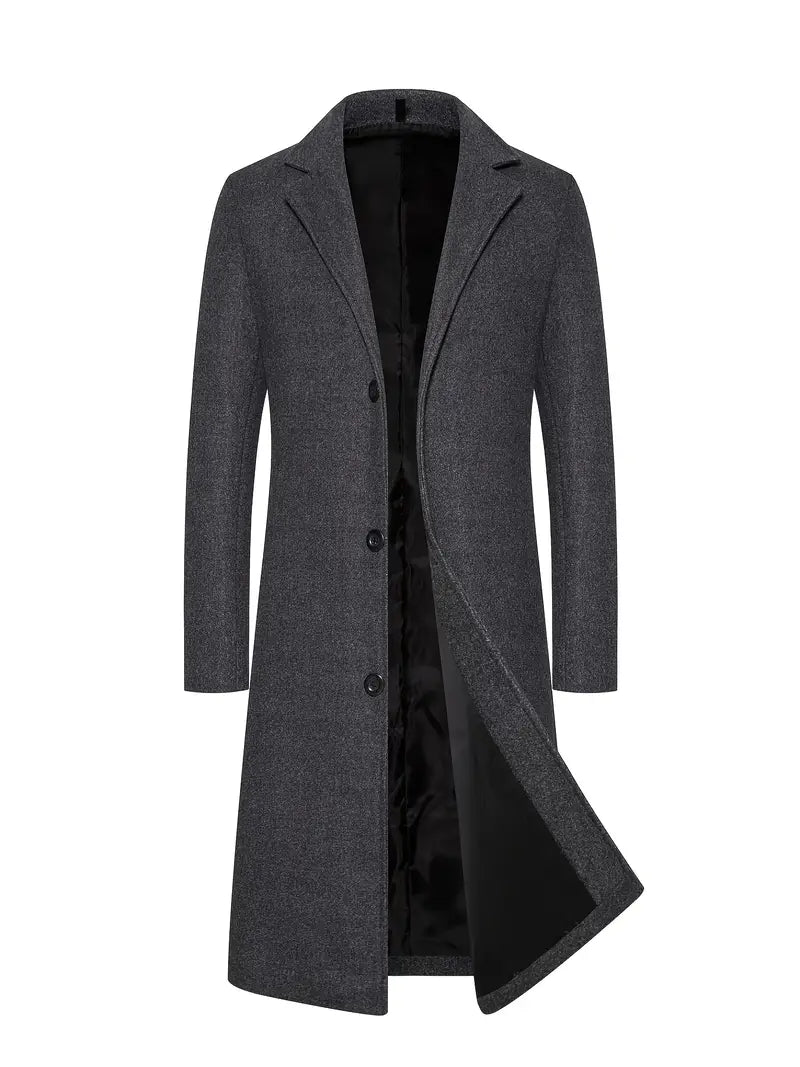Herrer Vinter Trenchcoat Med Uld & Knaplukning