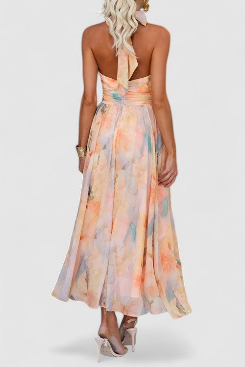 Isabella | Dame Halter Vandfarve Kjole | Maxi