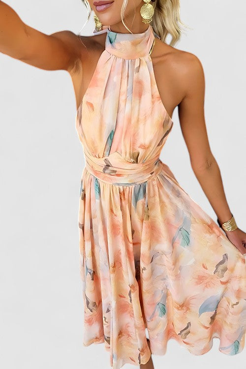 Isabella | Dame Halter Vandfarve Kjole | Maxi