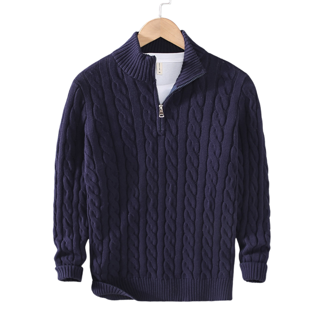 Lazaro | Herre Kabelstrikket Halvlyn Sweater