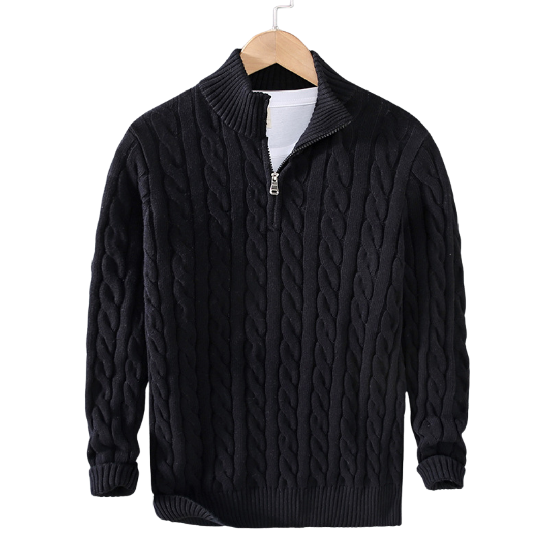 Lazaro | Herre Kabelstrikket Halvlyn Sweater