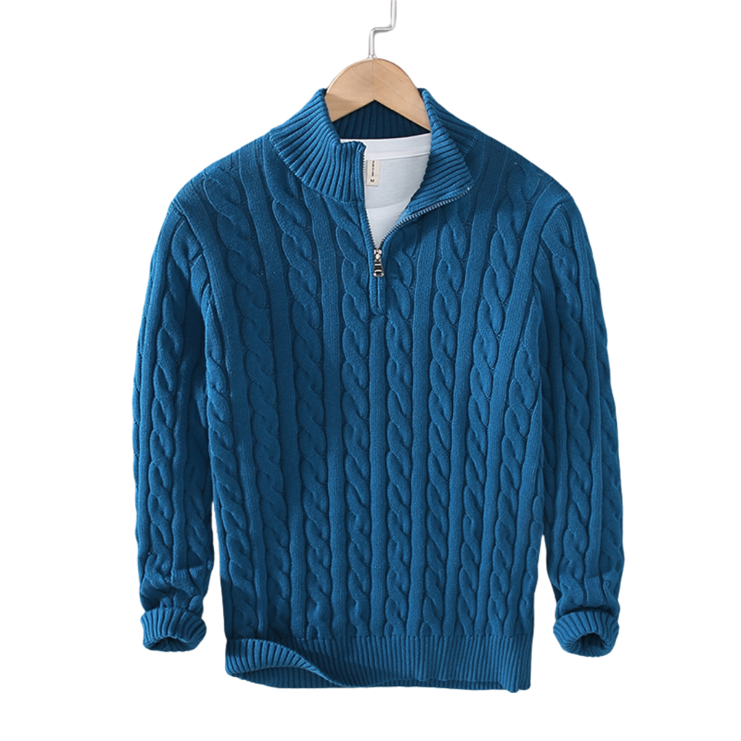 Lazaro | Herre Kabelstrikket Halvlyn Sweater