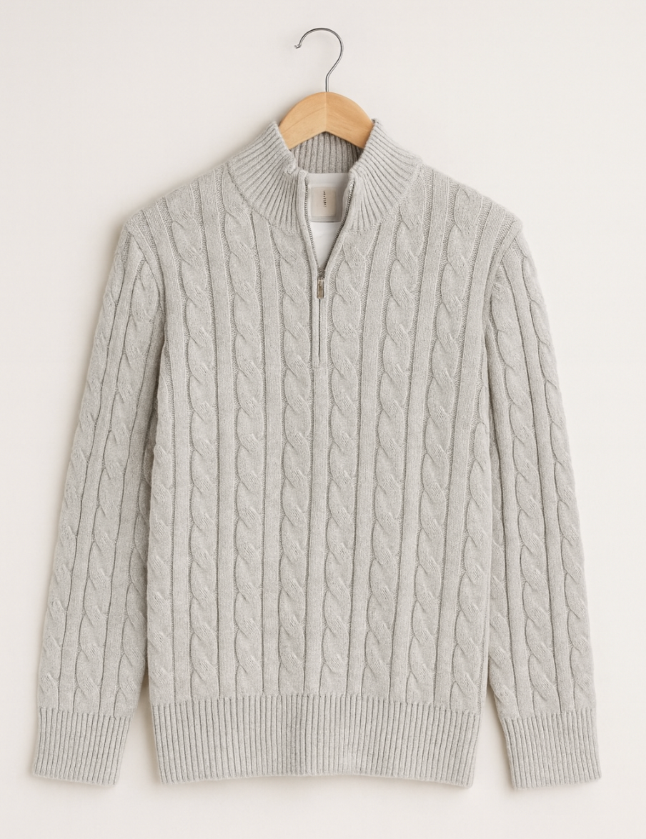 Lazaro | Herre Kabelstrikket Halvlyn Sweater