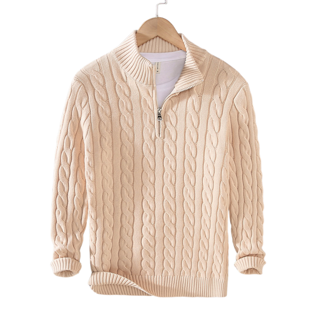 Lazaro | Herre Kabelstrikket Halvlyn Sweater