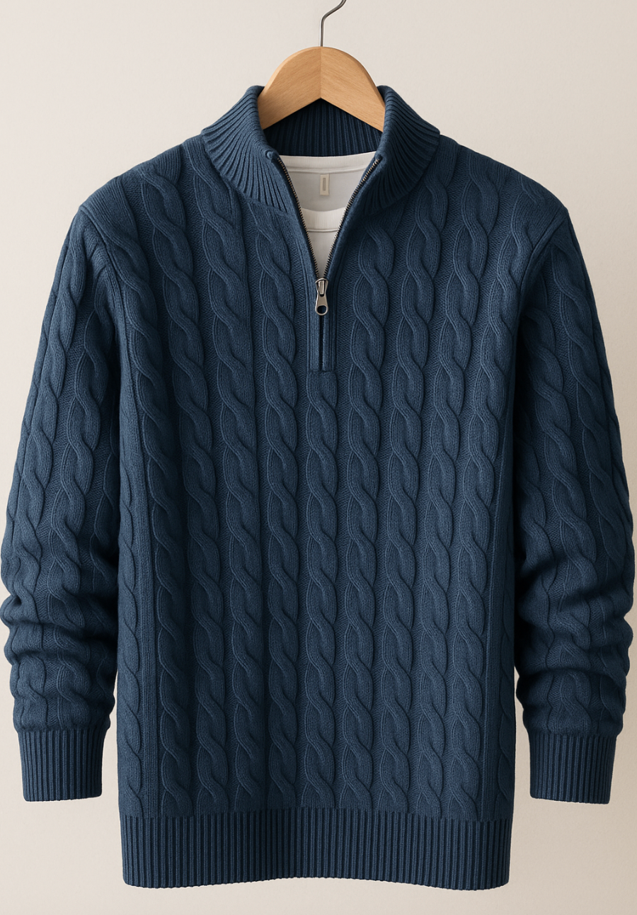 Lazaro | Herre Kabelstrikket Halvlyn Sweater