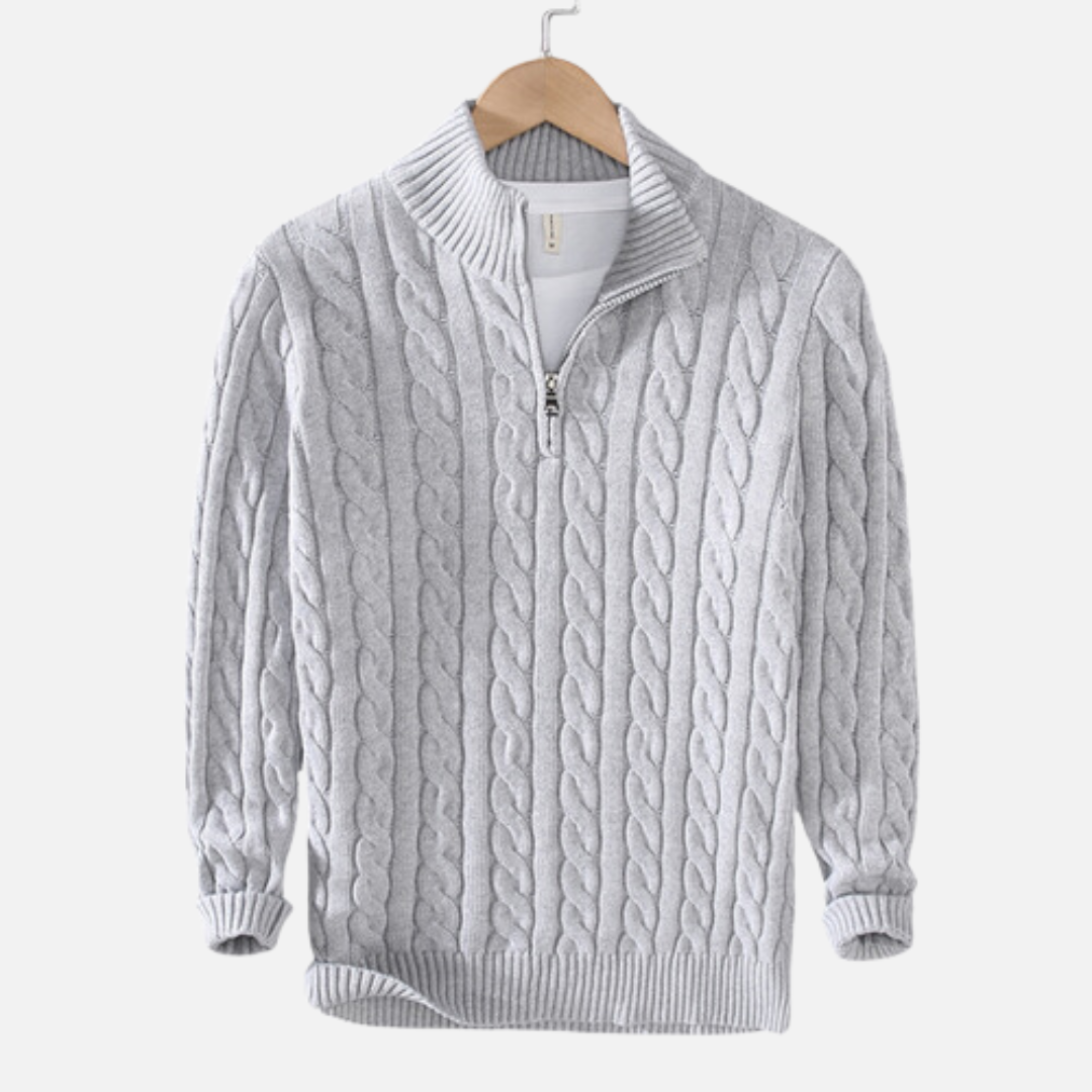 Lazaro | Herre Kabelstrikket Halvlyn Sweater