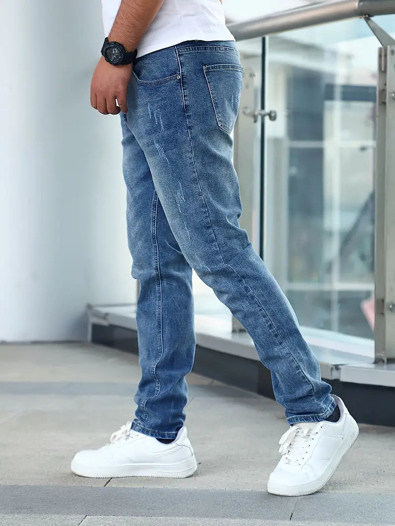 Lette Herrejeans Med Smal Pasform Og Mørkvask