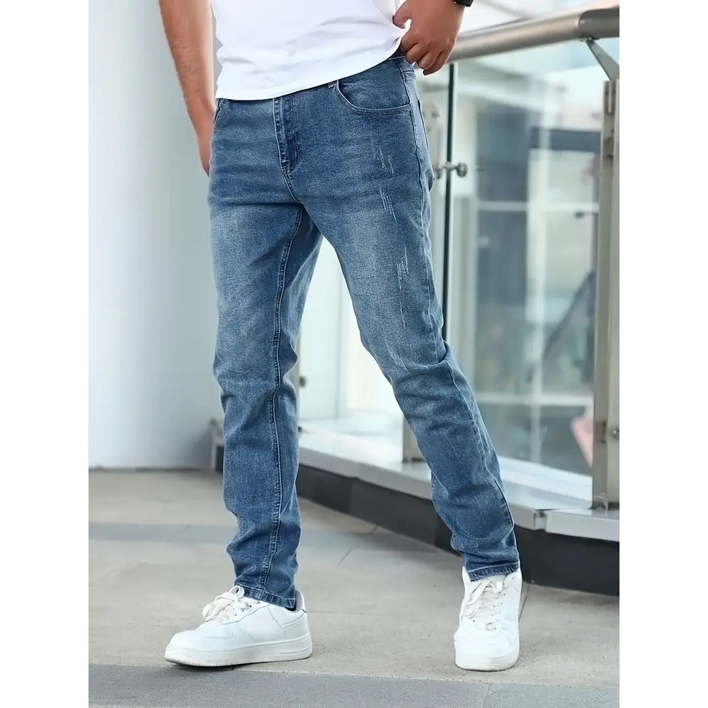 Lette Herrejeans Med Smal Pasform Og Mørkvask