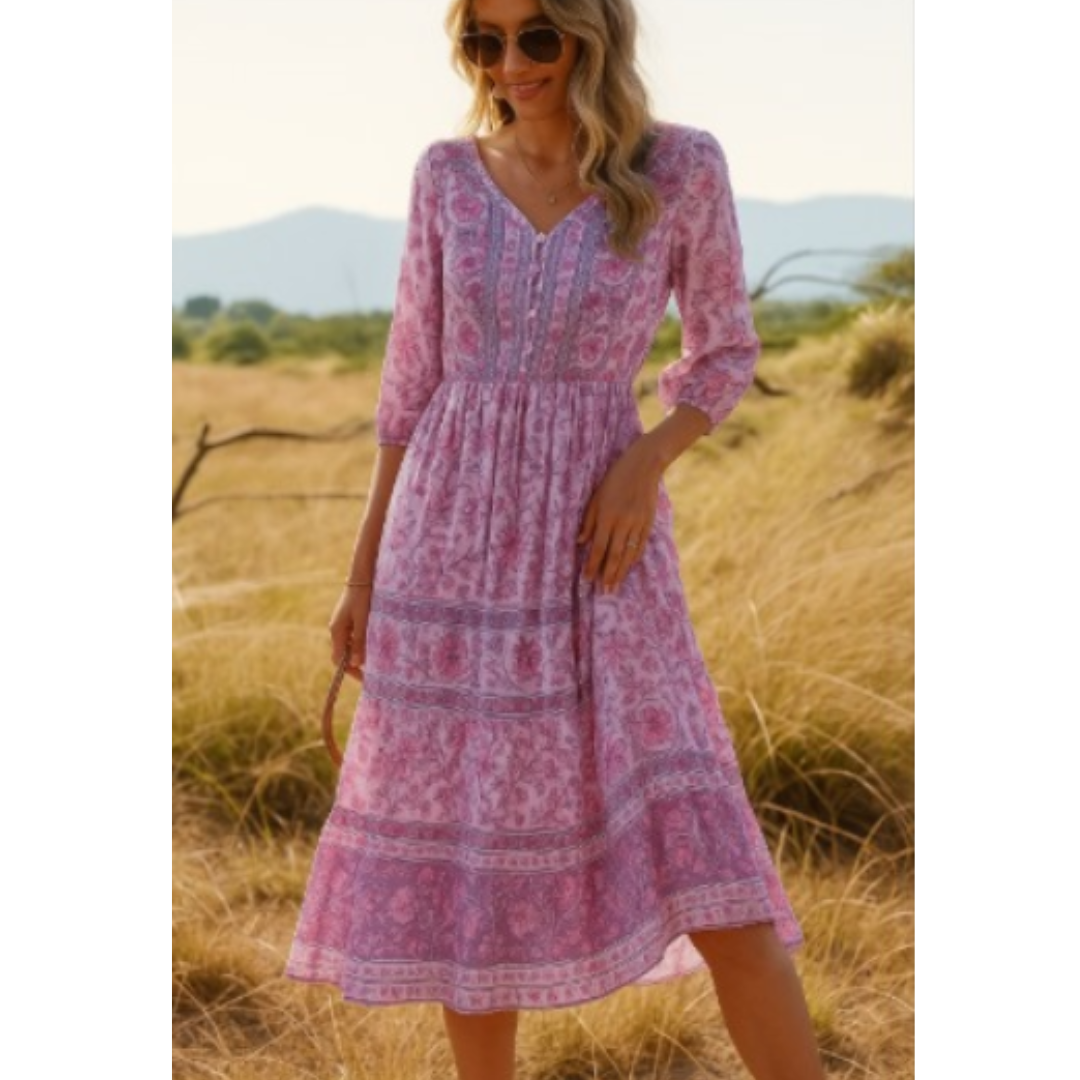 Lina | Damer Elegant Sommer Midi Kjole
