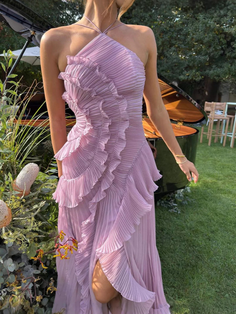 Melina | Dame Elegant Sommer Festkjole med Flæser