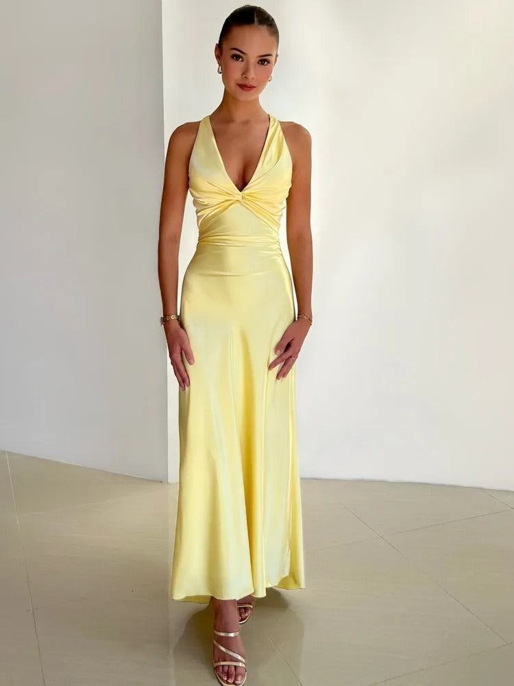 Mira | Dame Satin Cocktailkjole | Maxi