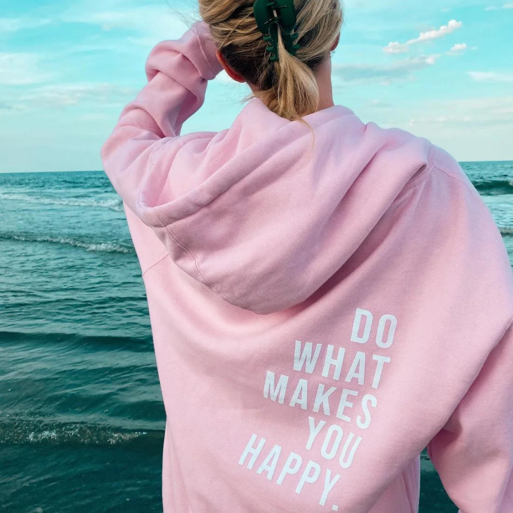 Oversize Dame Hoodie Med Tekstprint Bagpå | Fleece