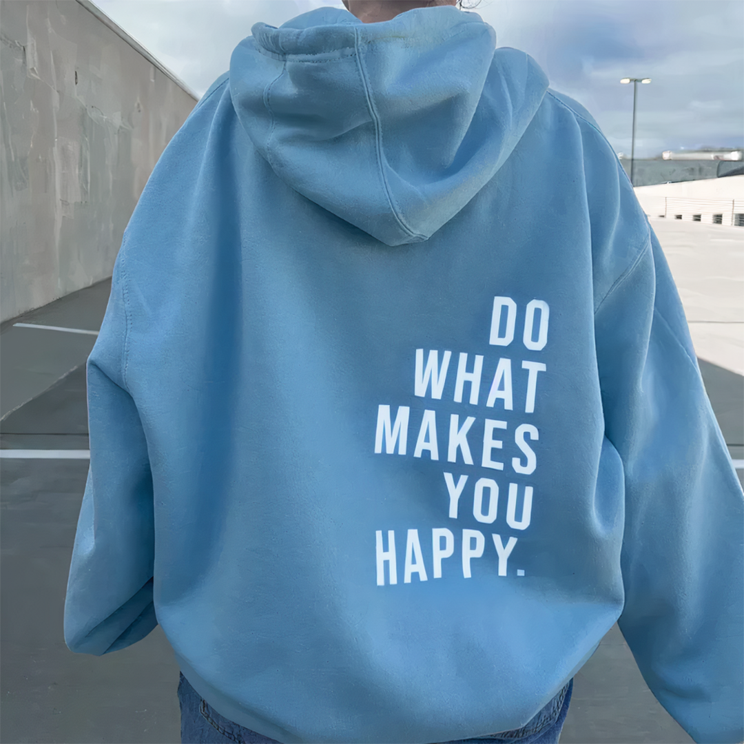 Oversize Dame Hoodie Med Tekstprint Bagpå | Fleece