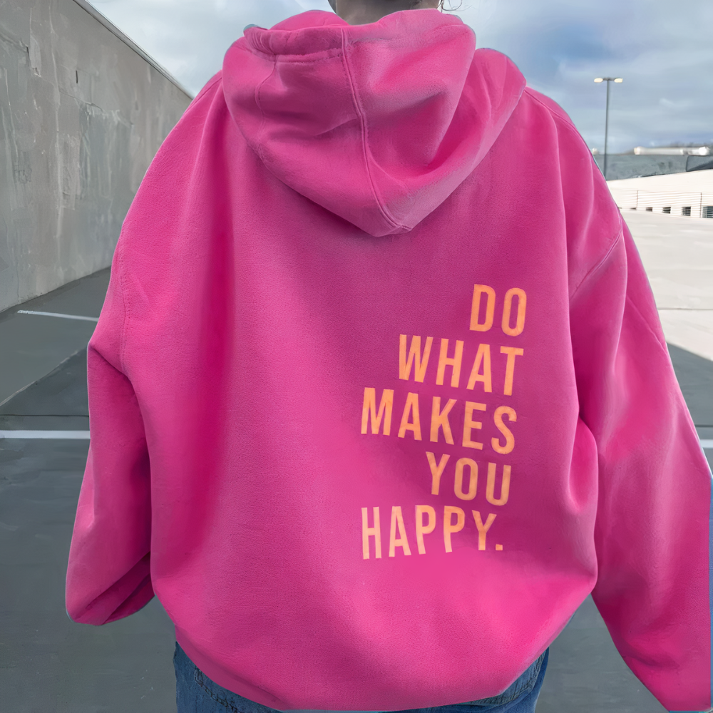 Oversize Dame Hoodie Med Tekstprint Bagpå | Fleece