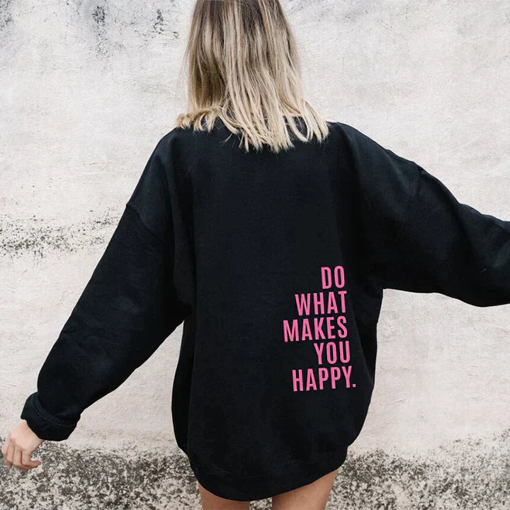 Oversize Dame Hoodie Med Tekstprint Bagpå | Fleece
