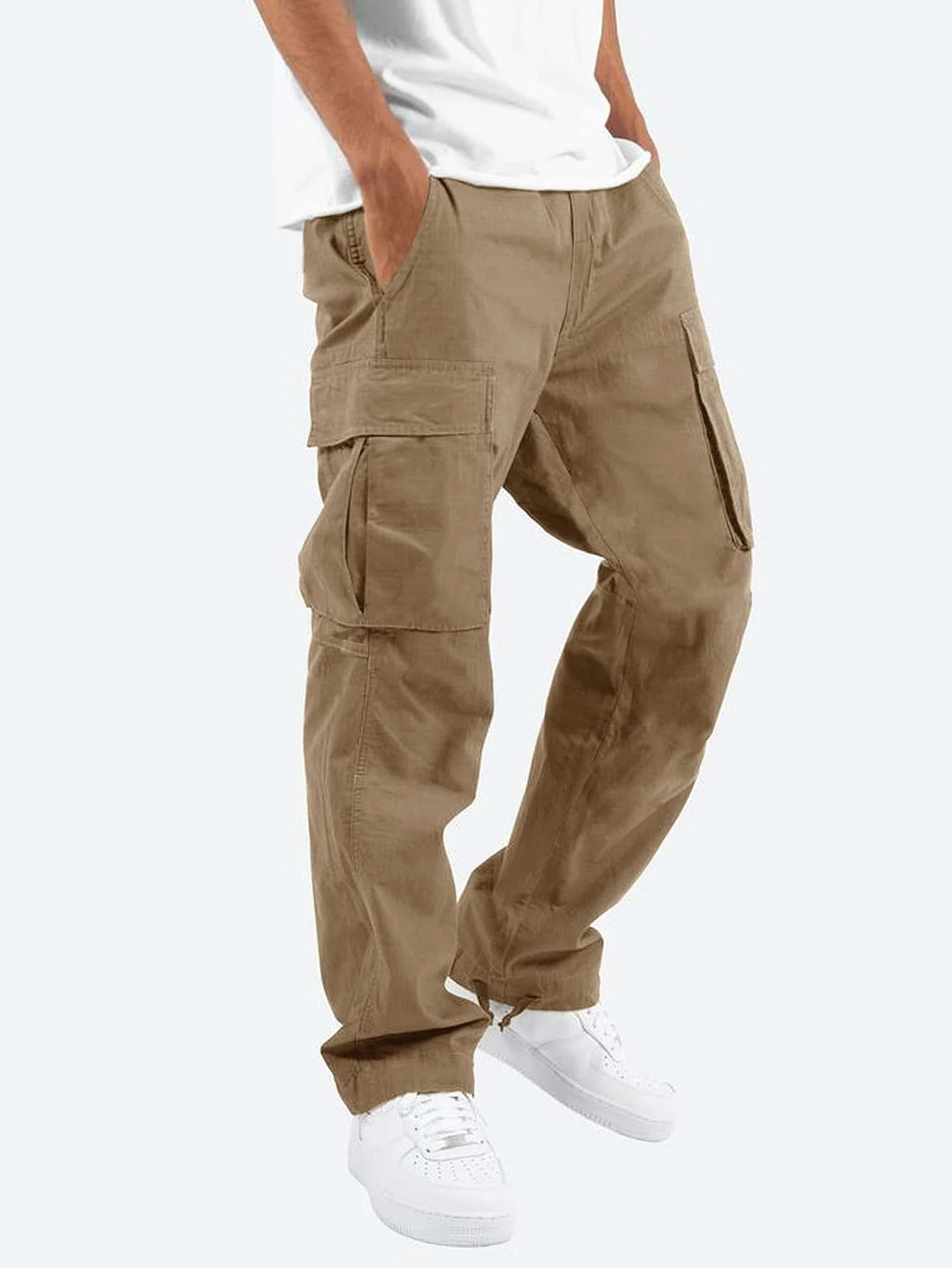 Robuste Herre Bukser Med Lommer I Cargo-Stil | Casual