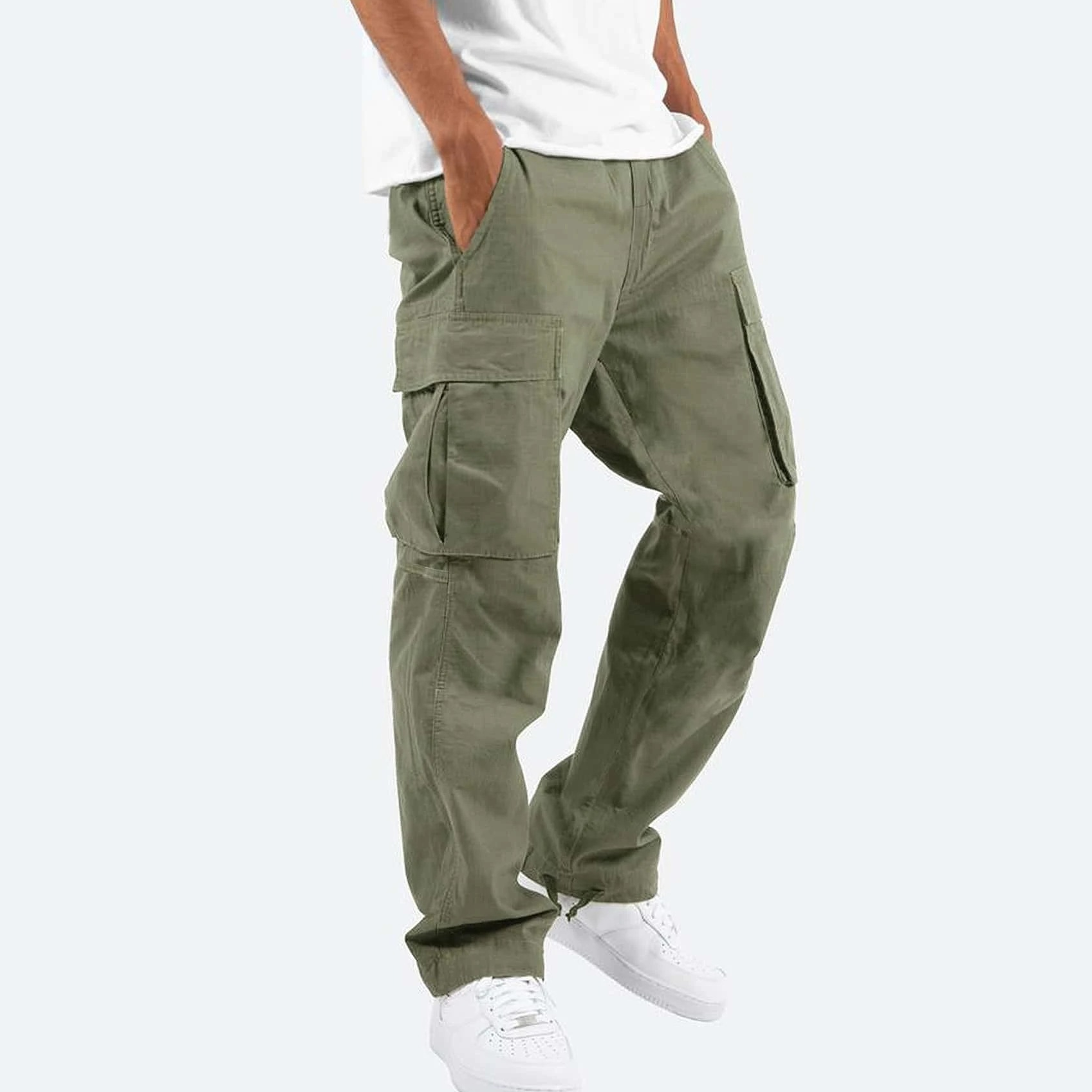 Robuste Herre Bukser Med Lommer I Cargo-Stil | Casual