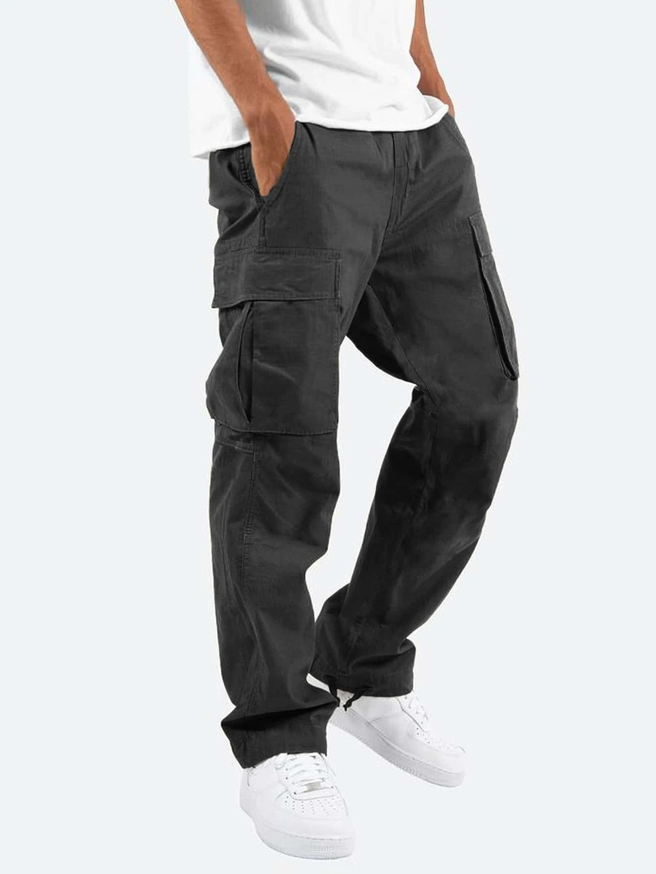 Robuste Herre Bukser Med Lommer I Cargo-Stil | Casual