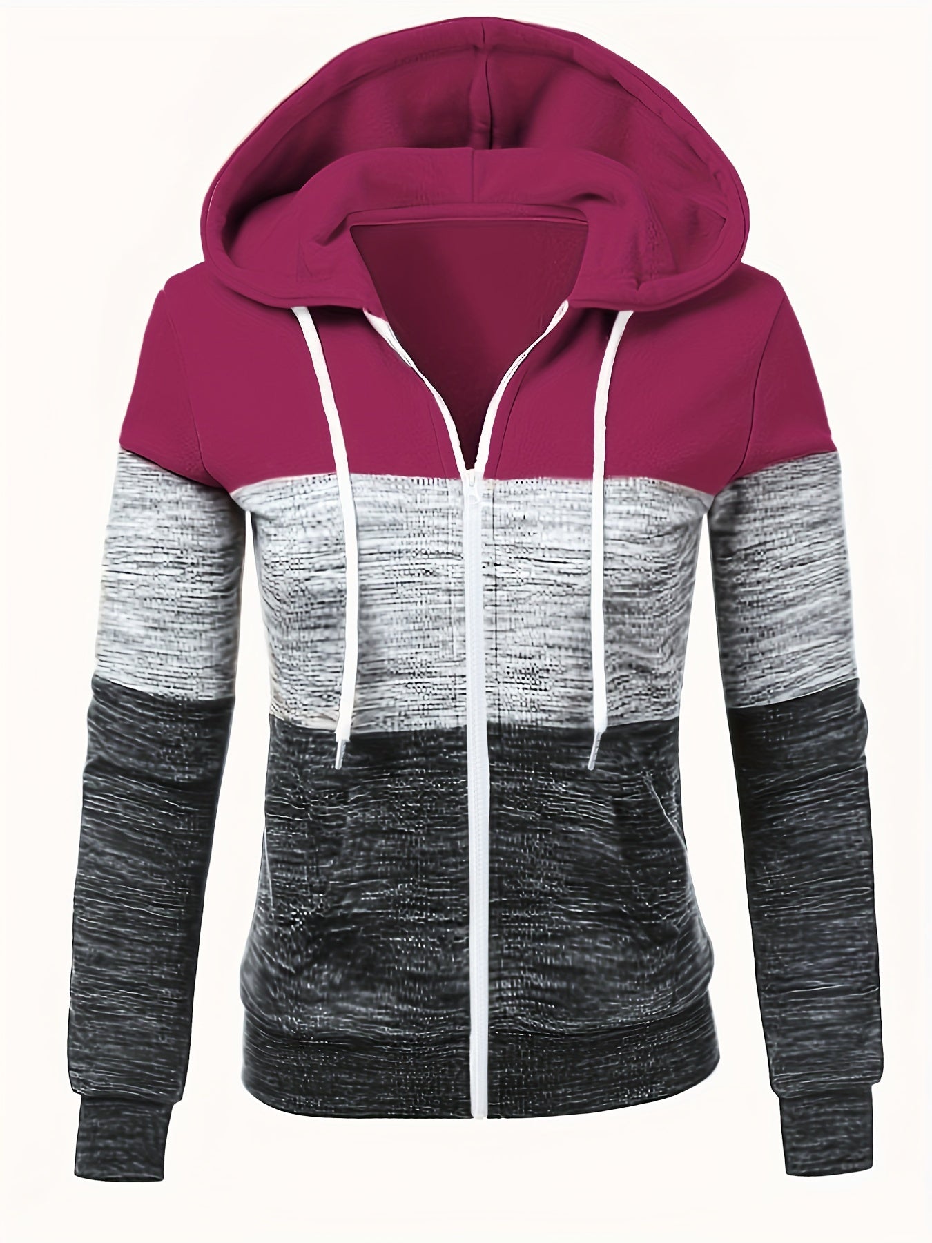 Sweat Dame Hoodie Med Lynlås & Snøre | Fleeceforet