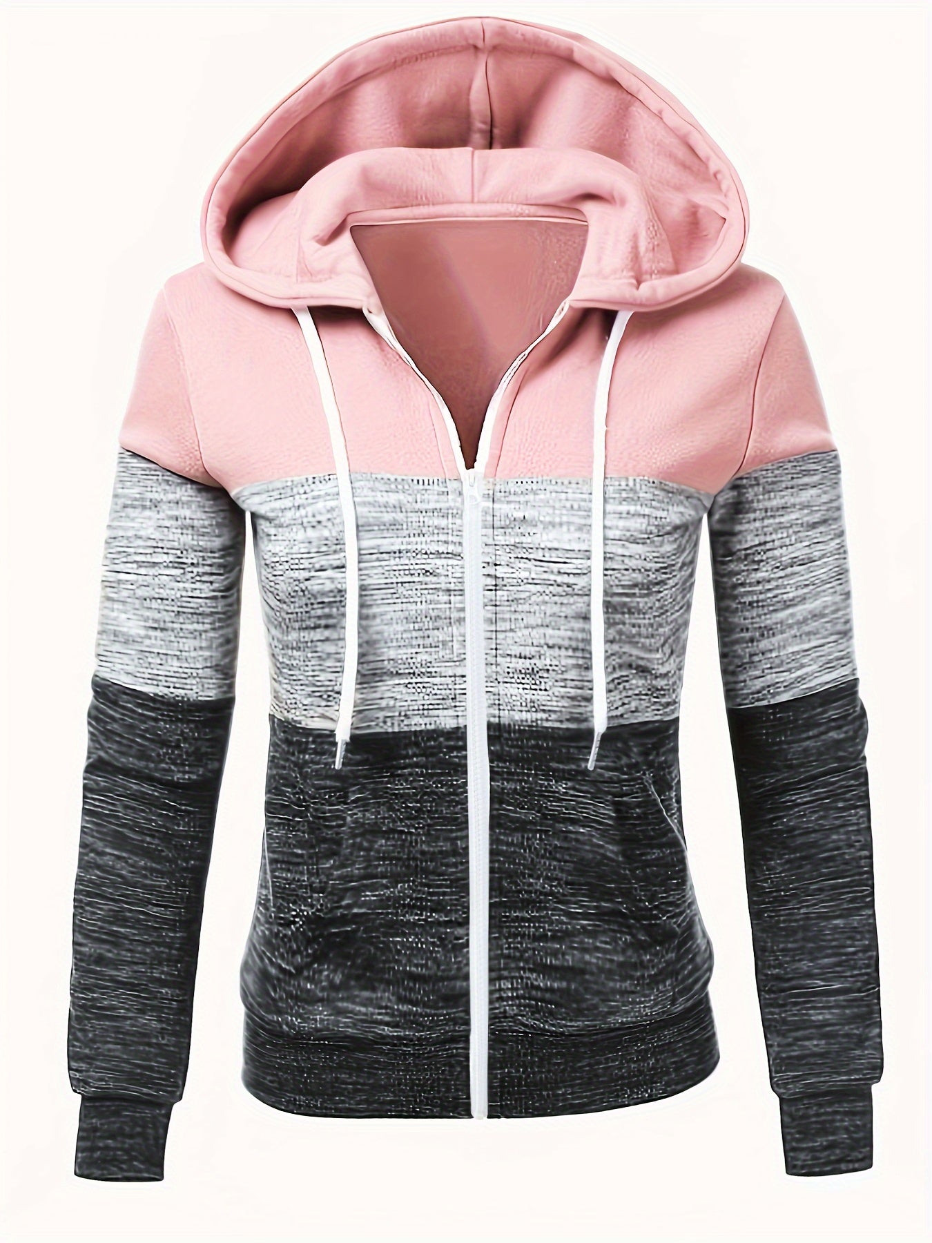 Sweat Dame Hoodie Med Lynlås & Snøre | Fleeceforet