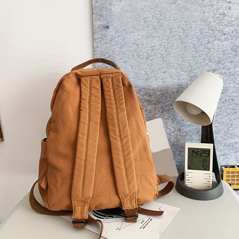 Unisex Canvas Rygsæk Med Lynlås & Forlomme