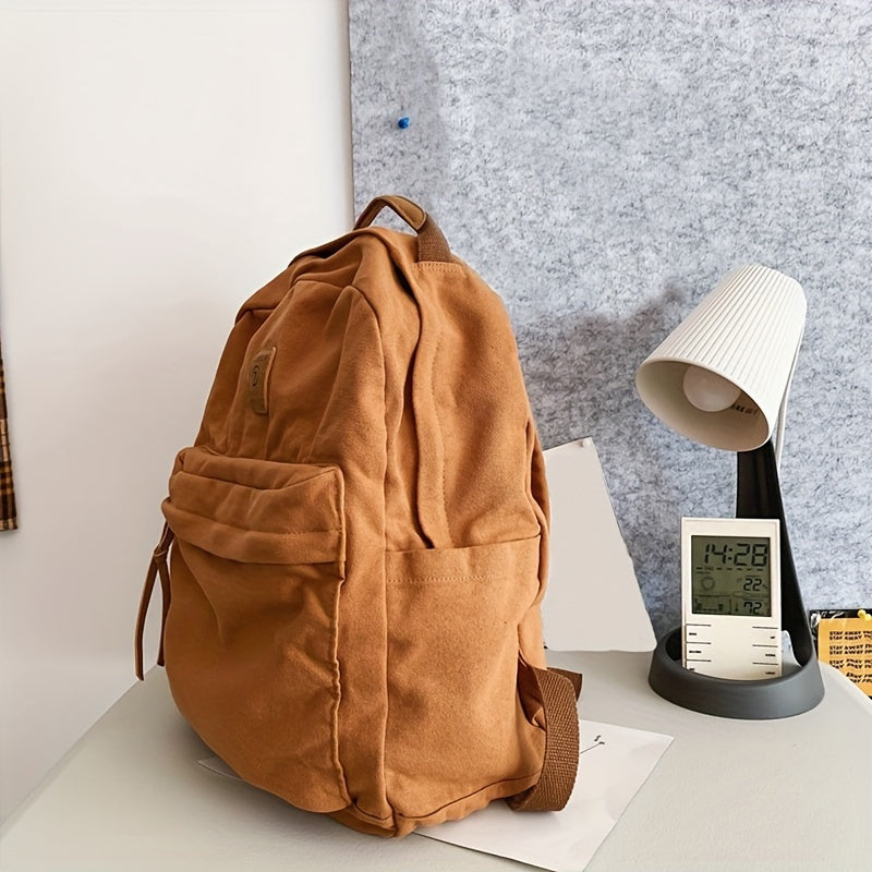 Unisex Canvas Rygsæk Med Lynlås & Forlomme