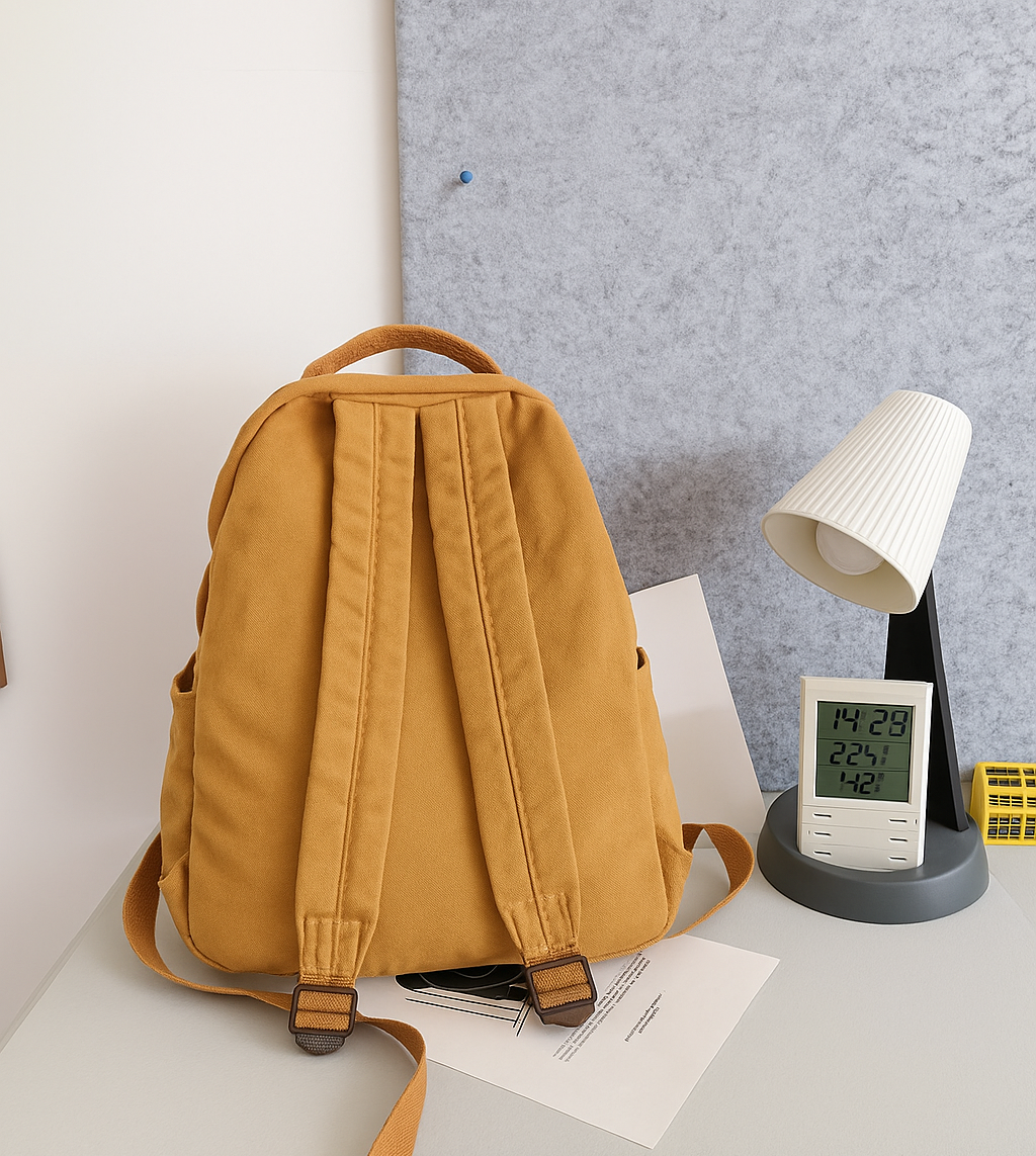 Unisex Canvas Rygsæk Med Lynlås & Forlomme