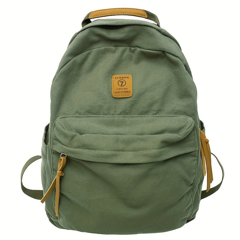 Unisex Canvas Rygsæk Med Lynlås & Forlomme