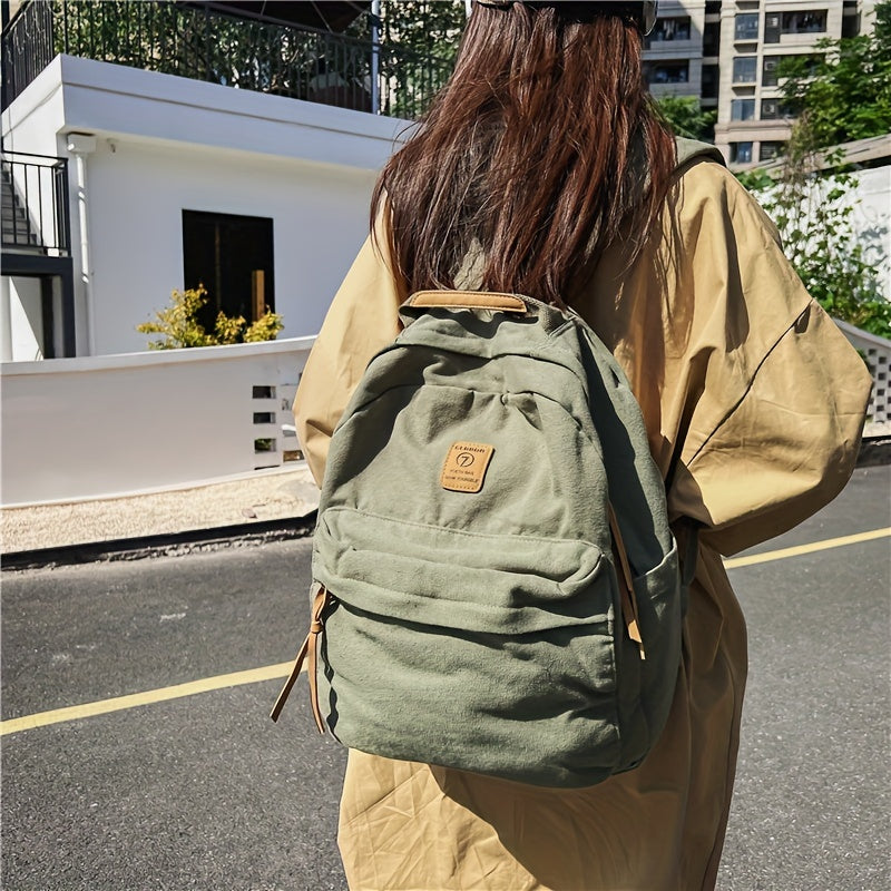 Unisex Canvas Rygsæk Med Lynlås & Forlomme